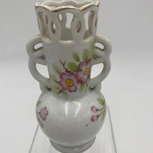 Porcelain Vase Occupied Japan Hand painted cherry Blossom tree design